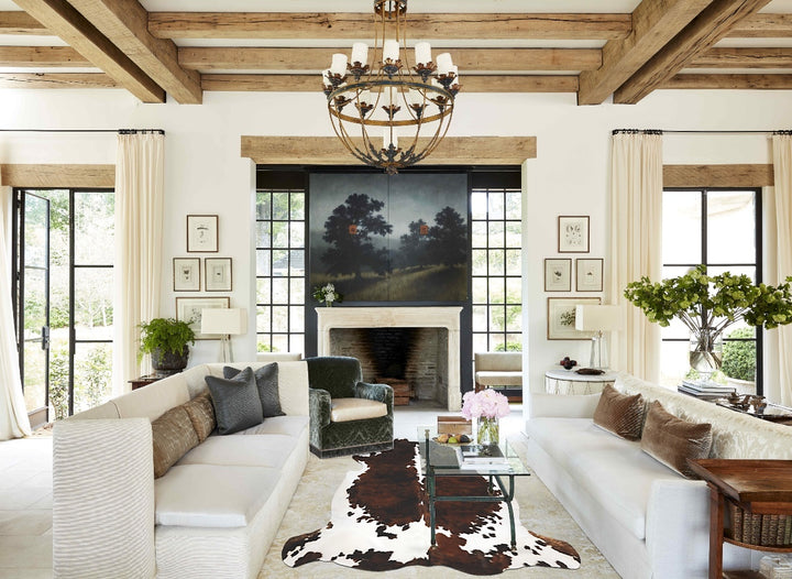 Tricolor X-Large European Cowhide Rug 7'1"H x 6'8"W #B12049 by Hudson Hides