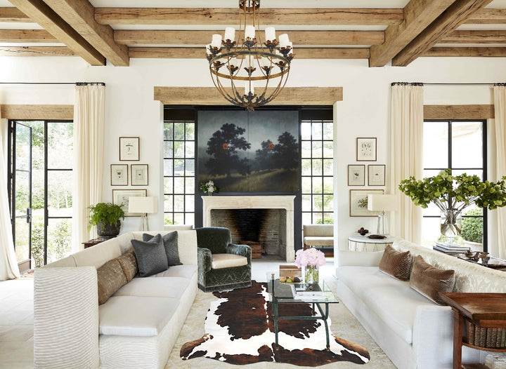 Tricolor X-Large European Cowhide Rug 7'1"H x 6'8"W #B12056 by Hudson Hides
