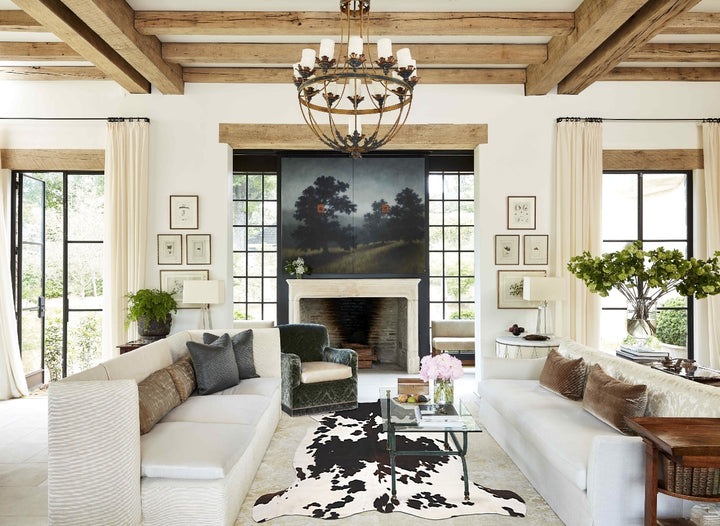 Tricolor X-Large European Cowhide Rug 7'1"H x 6'9"W #B12065 by Hudson Hides