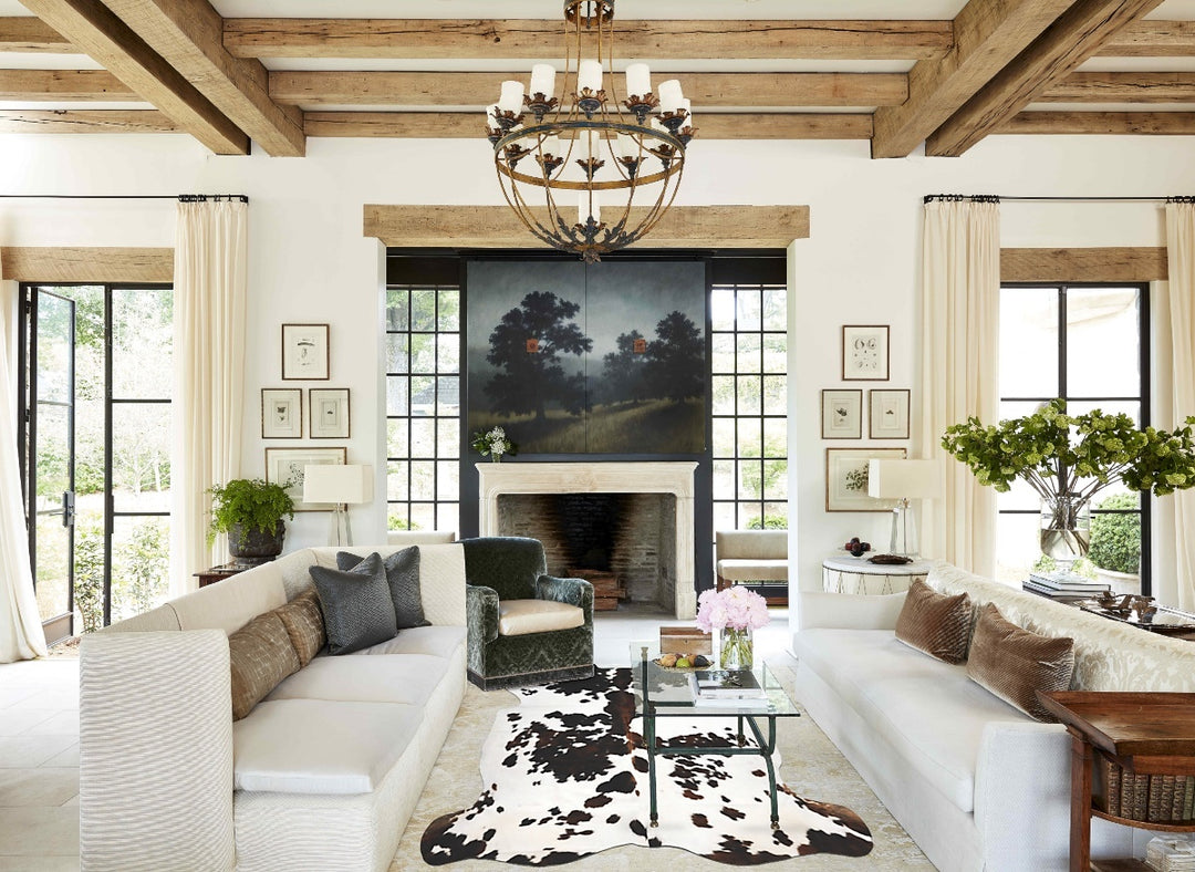Tricolor X-Large European Cowhide Rug 7'1"H x 6'7"W #B12067 by Hudson 