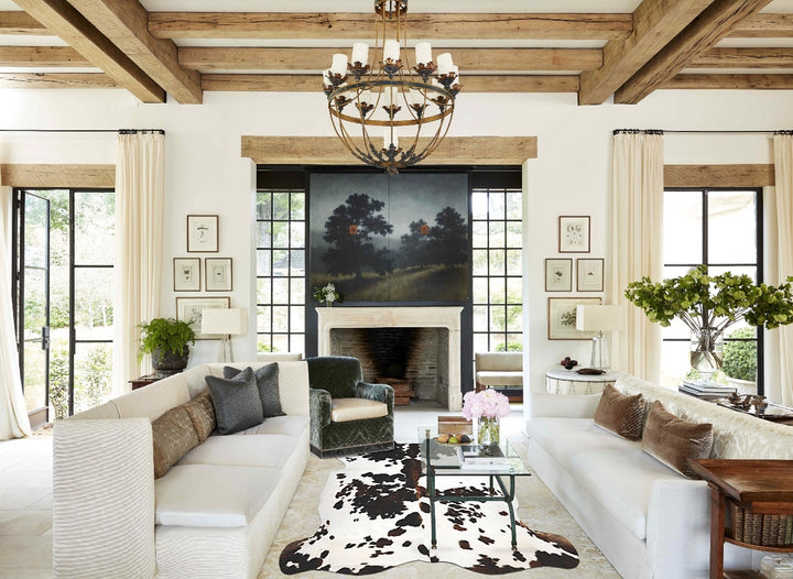 Tricolor X-Large European Cowhide Rug 7'1"H x 6'7"W #B12067 by Hudson Hides