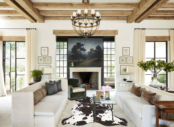 Tricolor X-Large European Cowhide Rug 6'11"H x 6'7"W #B12070 by Hudson Hides