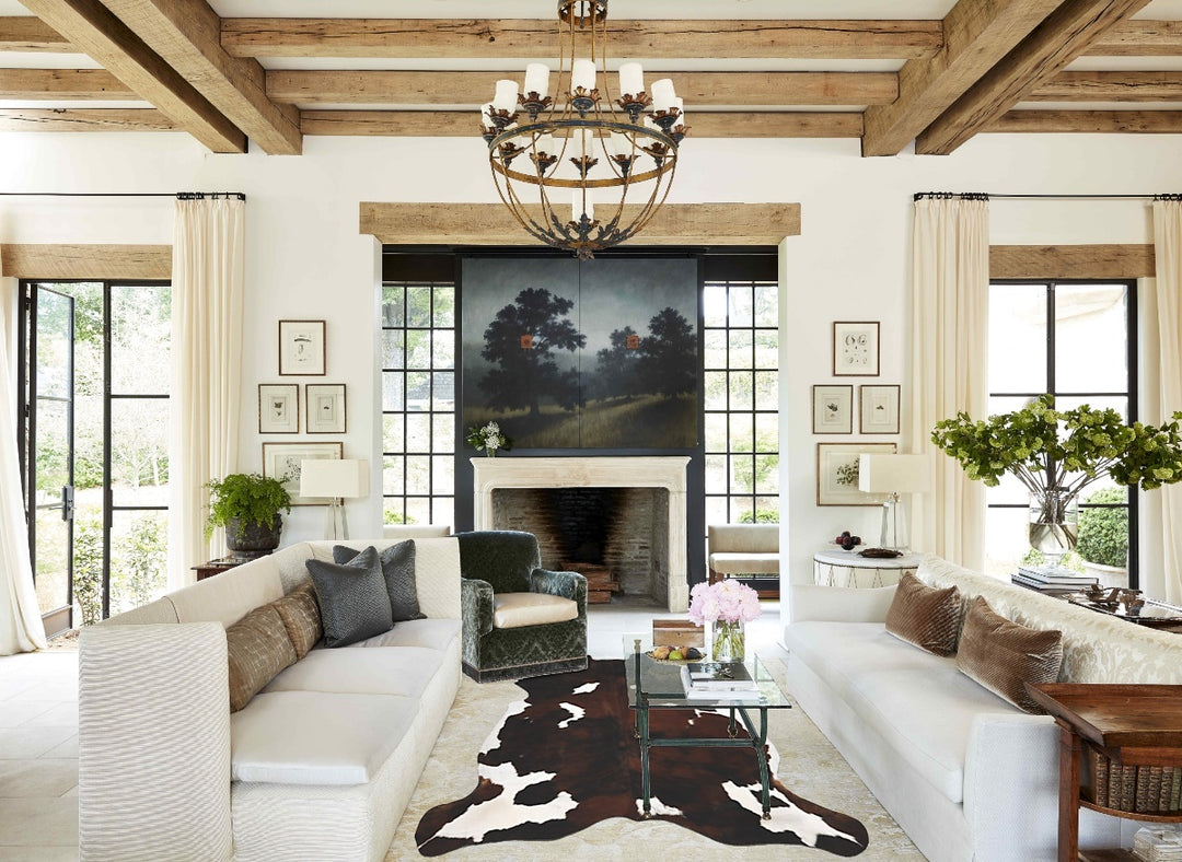 Tricolor X-Large European Cowhide Rug 7'1"H x 6'8"W #B12072 by Hudson 
