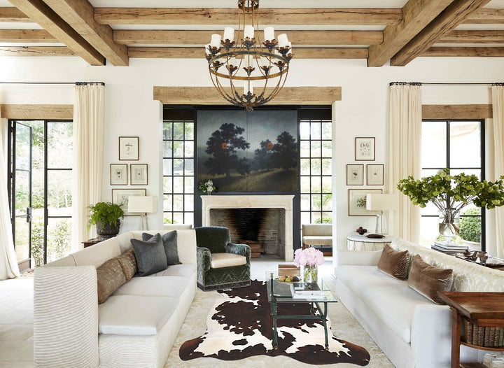 Tricolor X-Large European Cowhide Rug 7'3"H x 6'10"W #B12081 by Hudson Hides