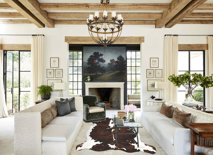 Tricolor X-Large European Cowhide Rug 7'1"H x 6'5"W #B12093 by Hudson Hides