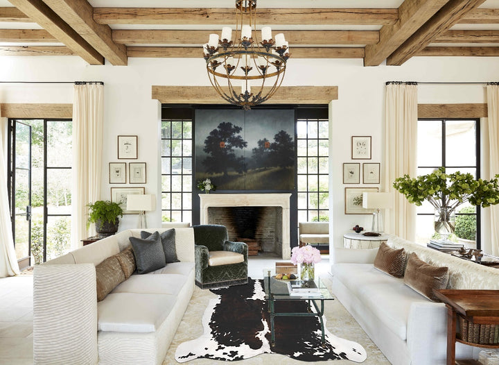 Tricolor X-Large European Cowhide Rug 7'1"H x 6'9"W #B12096 by Hudson Hides