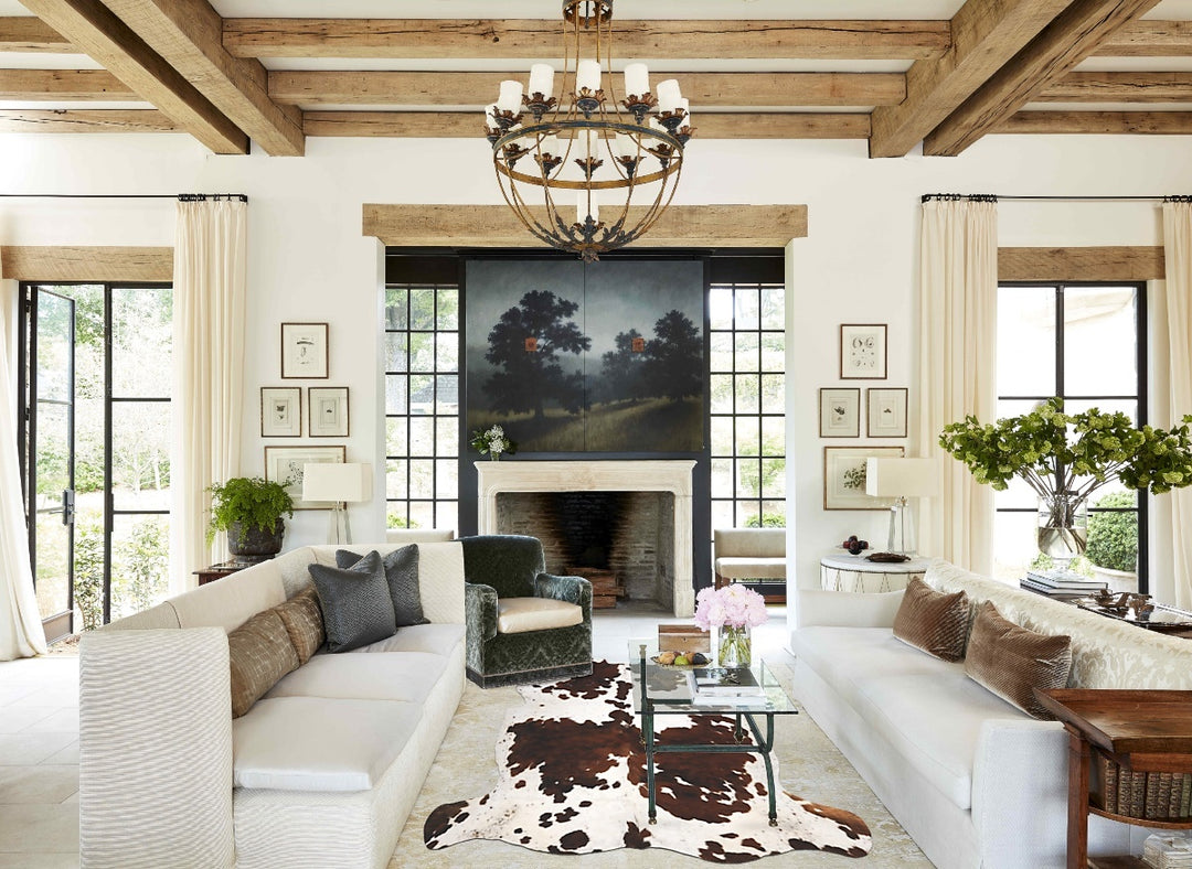 Tricolor X-Large European Cowhide Rug 7'0"H x 6'11"W #B12097 by Hudson