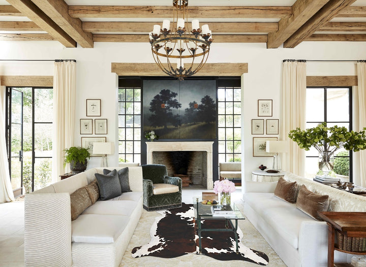 Tricolor X-Large European Cowhide Rug 7'3"H x 6'1"W #B12106 by Hudson Hides