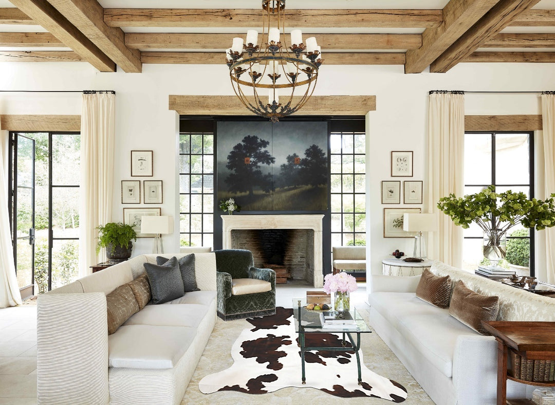 Tricolor X-Large European Cowhide Rug 7'3"H x 6'1"W #B12117 by Hudson 