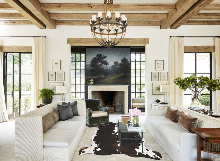Tricolor X-Large European Cowhide Rug 7'1"H x 6'6"W #B12118 by Hudson Hides