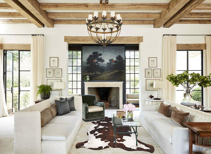 Tricolor X-Large European Cowhide Rug 6'11"H x 6'2"W #B12130 by Hudson Hides