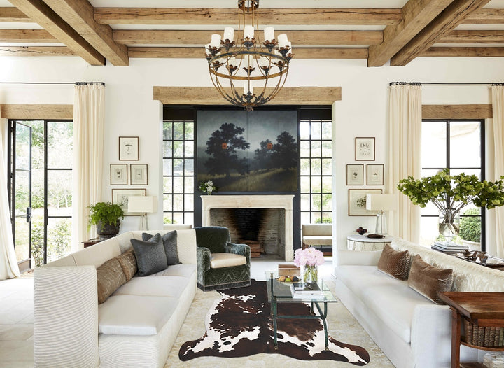 Tricolor X-Large European Cowhide Rug 6'11"H x 6'4"W #B12170 by Hudson Hides