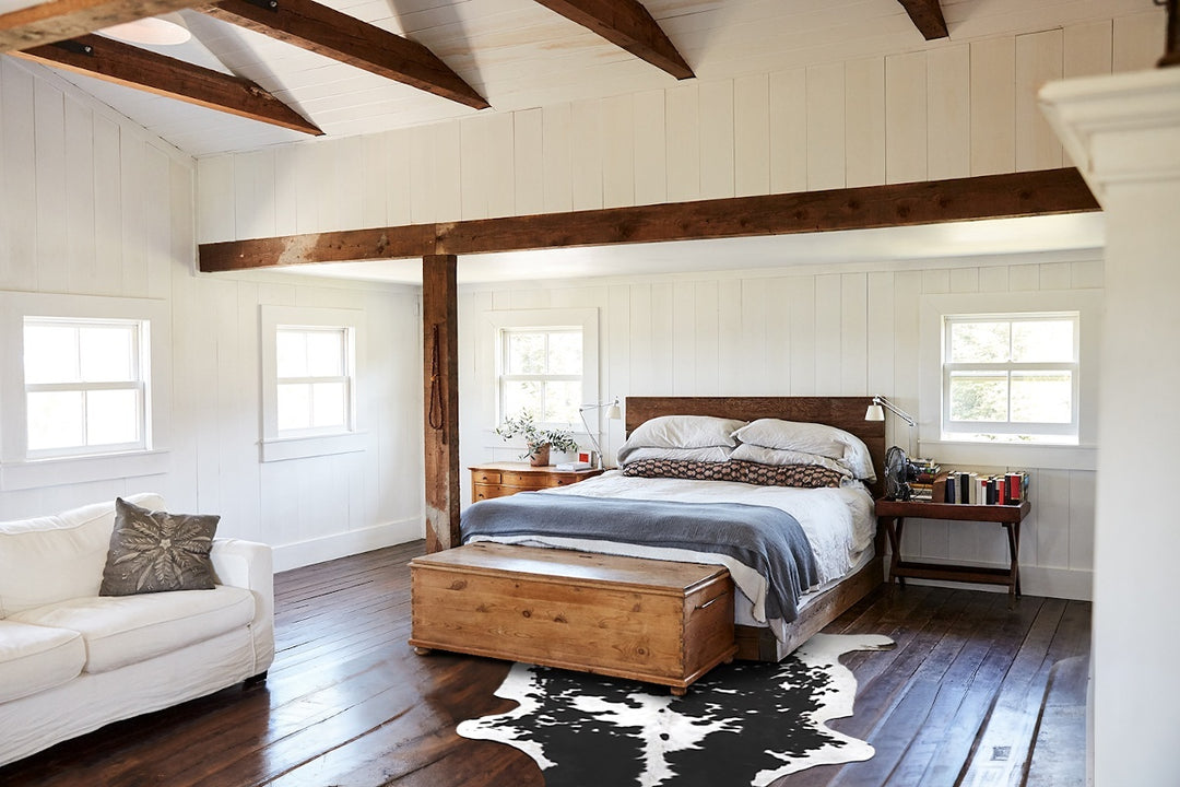 Black and White X-Large European Cowhide Rug 6'8"H x 6'1"W #B12190 by 