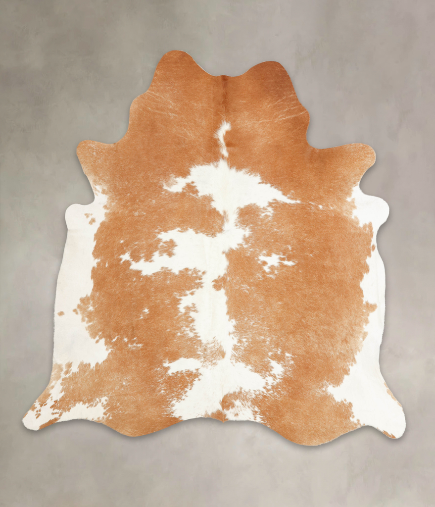 Beige and White XX-Large Brazilian Cowhide Rug 7'10"H x 7'5"W #B1220 by Hudson Hides