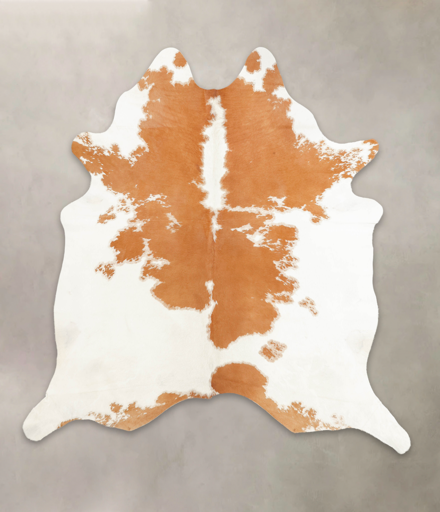 Beige and White XX-Large Brazilian Cowhide Rug 7'8"H x 7'1"W #B1221 by Hudson Hides