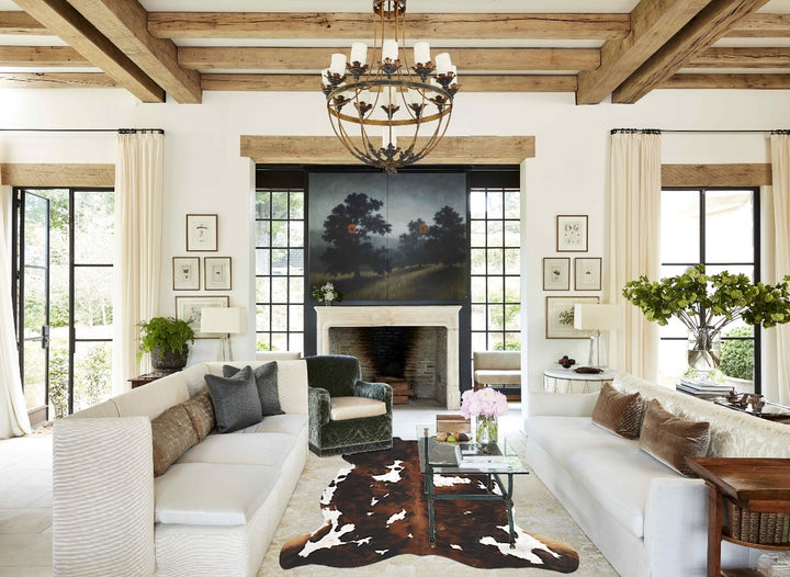 Tricolor X-Large European Cowhide Rug 6'8"H x 6'3"W #B12242 by Hudson Hides
