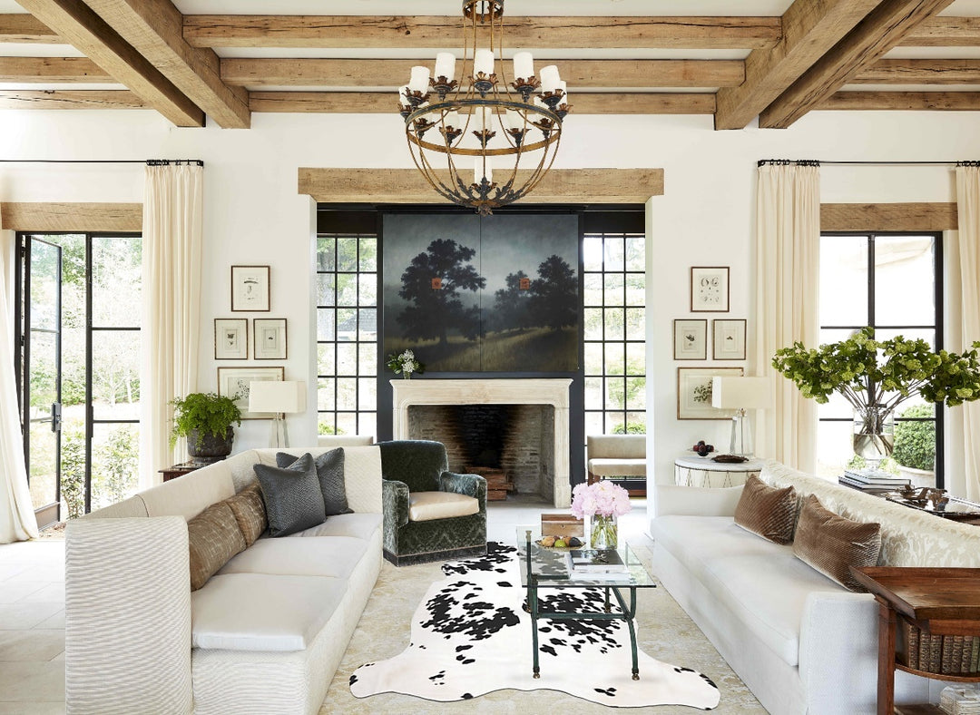 Black and White X-Large European Cowhide Rug 6'6"H x 6'3"W #B12257 by 