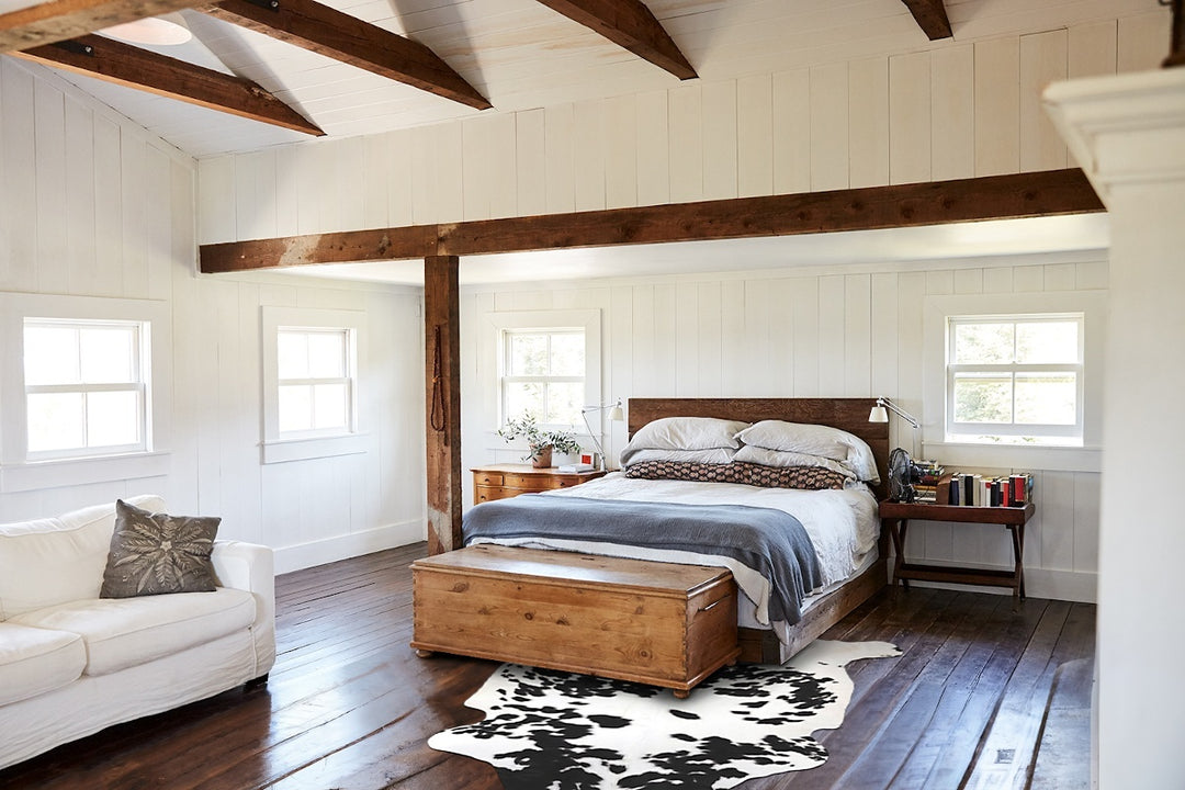 Black and White X-Large European Cowhide Rug 6'6"H x 6'3"W #B12257 by 