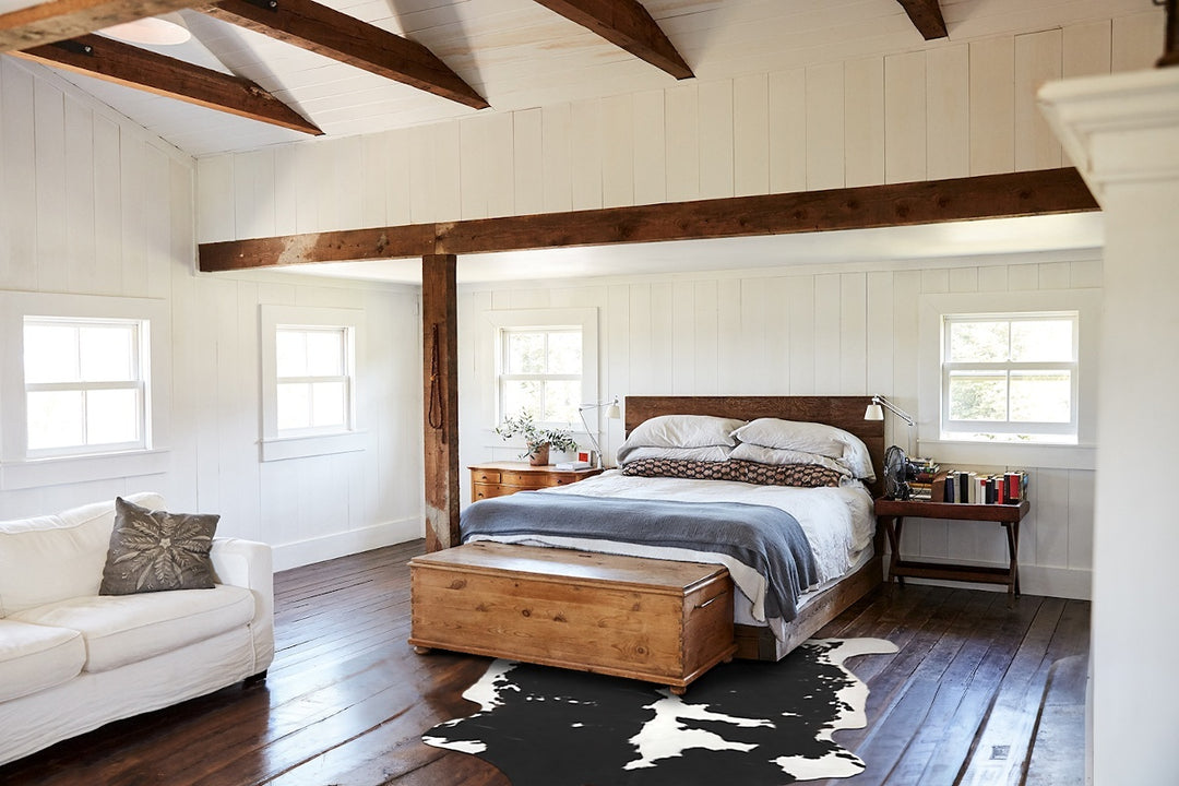 Black and White X-Large European Cowhide Rug 6'9"H x 6'2"W #B12283 by 