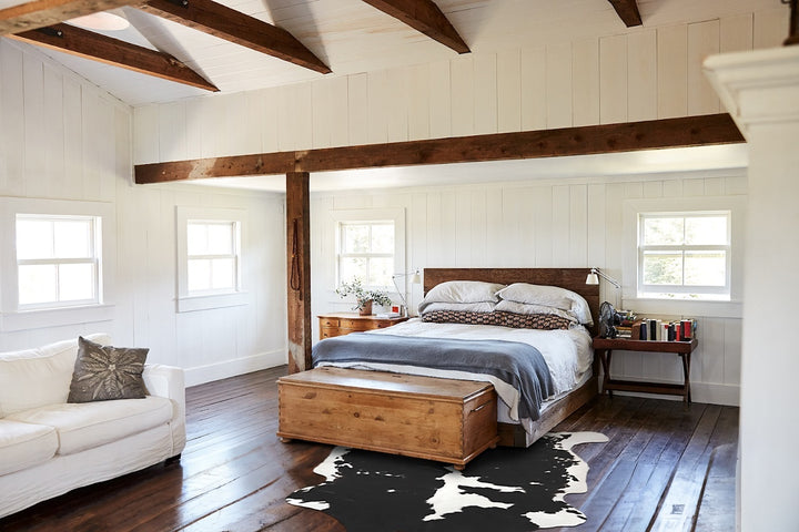 Black and White X-Large European Cowhide Rug 6'9"H x 6'2"W #B12283 by Hudson Hides