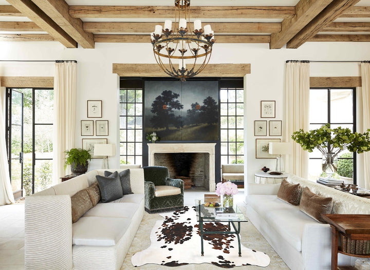 Tricolor X-Large European Cowhide Rug 6'9"H x 6'3"W #B12340 by Hudson Hides