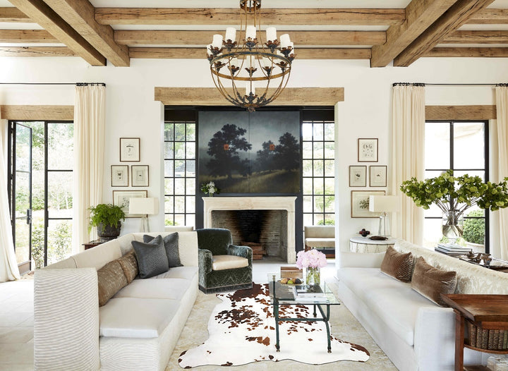 Tricolor X-Large European Cowhide Rug 6'9"H x 6'4"W #B12382 by Hudson Hides