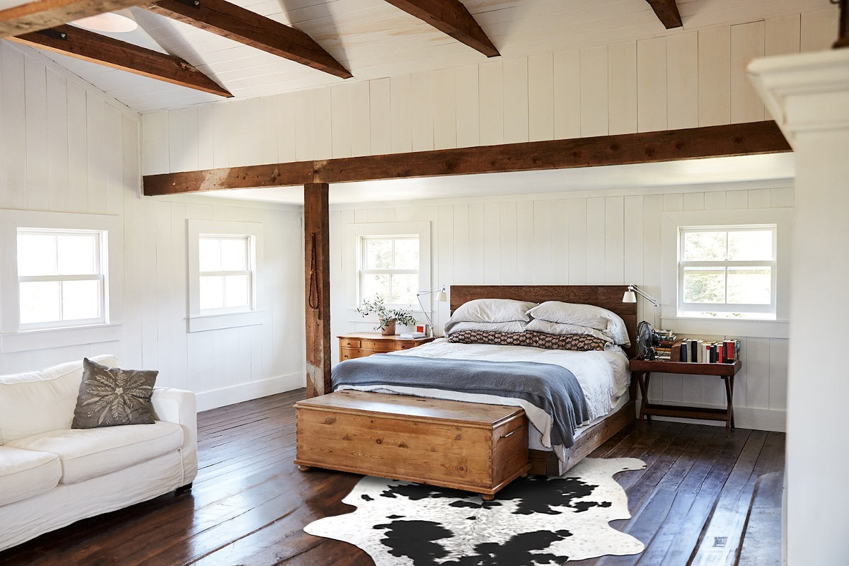 Black and White X-Large European Cowhide Rug 6'6"H x 6'3"W #B12411 by Hudson Hides