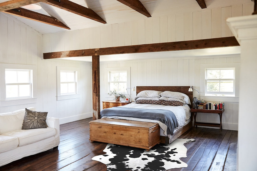 Black and White X-Large European Cowhide Rug 6'8"H x 6'1"W #B12414 by 