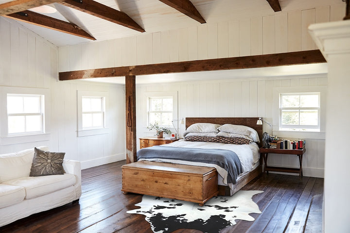 Black and White XX-Large Brazilian Cowhide Rug 9'8"H x 7'1"W #B12458 by Hudson Hides