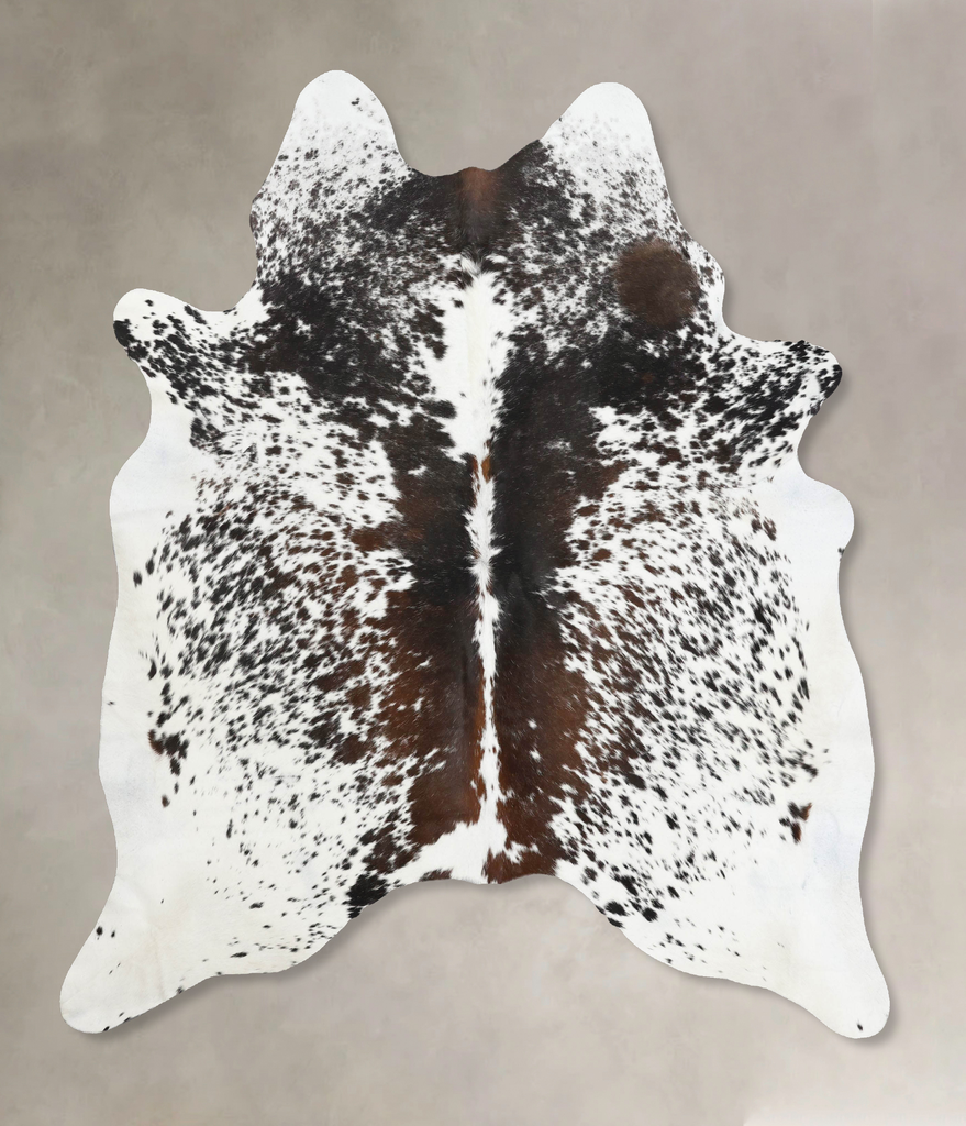 Salt and Pepper Brown X-Large Brazilian Cowhide Rug 7'7"H x 6'4"W #B12460 by Hudson Hides