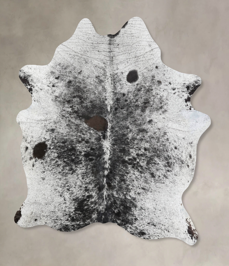 Salt and Pepper Black X-Large Brazilian Cowhide Rug 7'7"H x 6'6"W #B12492 by Hudson Hides