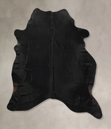 Solid Black X-Large Brazilian Cowhide Rug 7'7"H x 6'3"W #B12520 by Hudson Hides