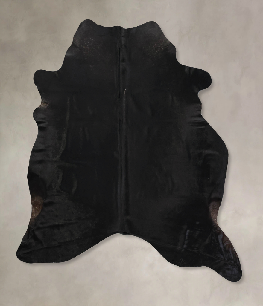 Solid Black X-Large Brazilian Cowhide Rug 7'7"H x 6'3"W #B12520 by Hudson Hides
