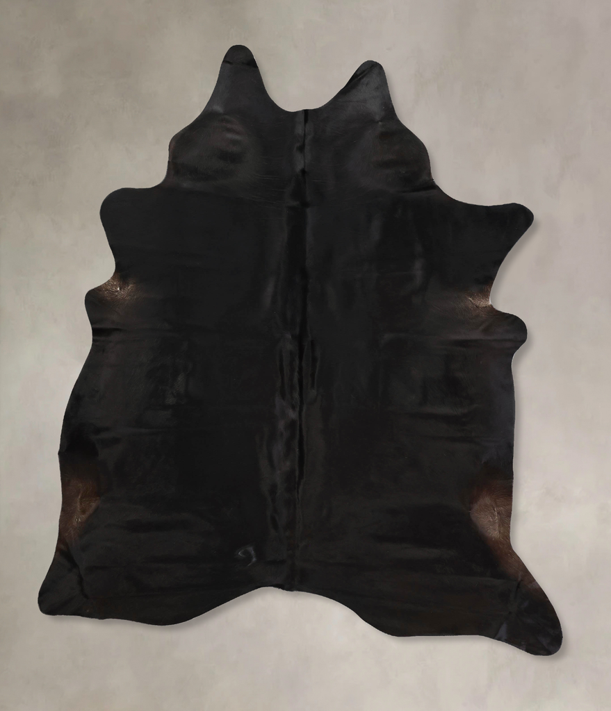 Solid Black X-Large Brazilian Cowhide Rug 7'9"H x 6'2"W #B12522 by Hudson Hides