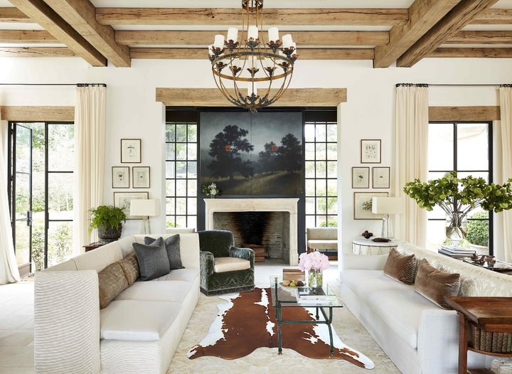 Brown and White XX-Large Brazilian Cowhide Rug 8'7"H x 7'4"W #B12535 by Hudson Hides