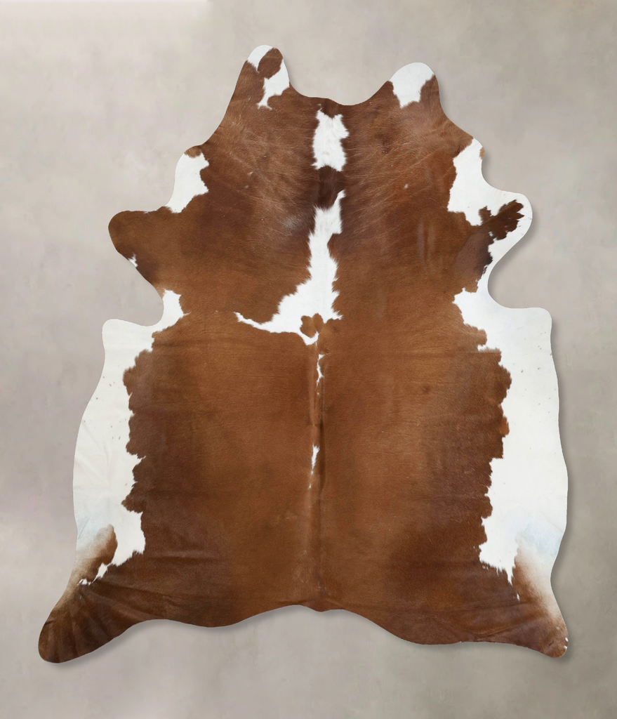 Brown and White XX-Large Brazilian Cowhide Rug 8'3"H x 7'0"W #B12554 by Hudson Hides