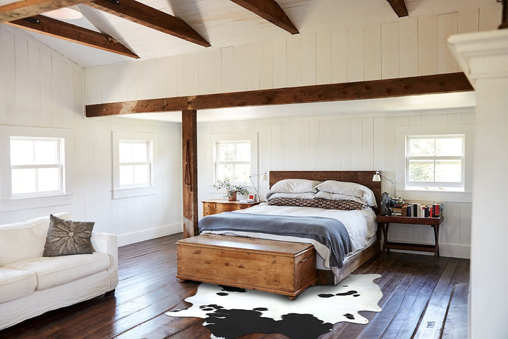 Black and White XX-Large Brazilian Cowhide Rug 8'1"H x 6'6"W #B12607 by Hudson Hides