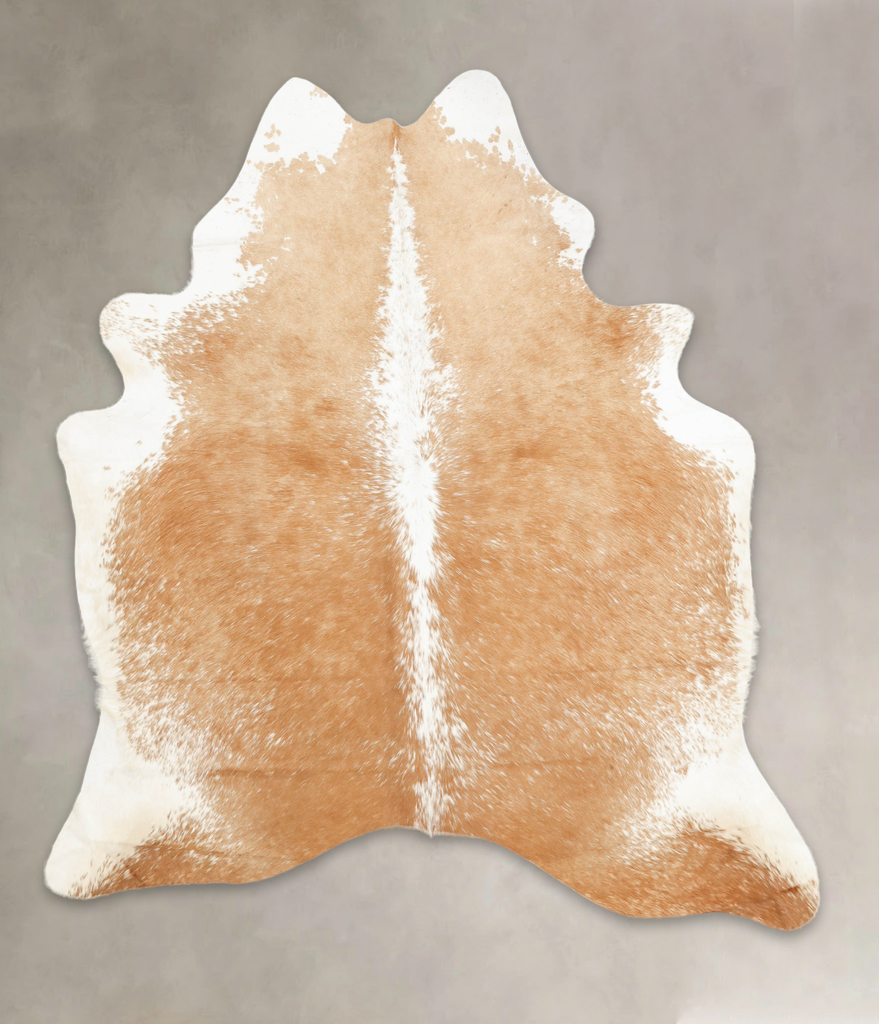 Beige and White X-Large Brazilian Cowhide Rug 6'11"H x 6'1"W #B1261 by Hudson Hides