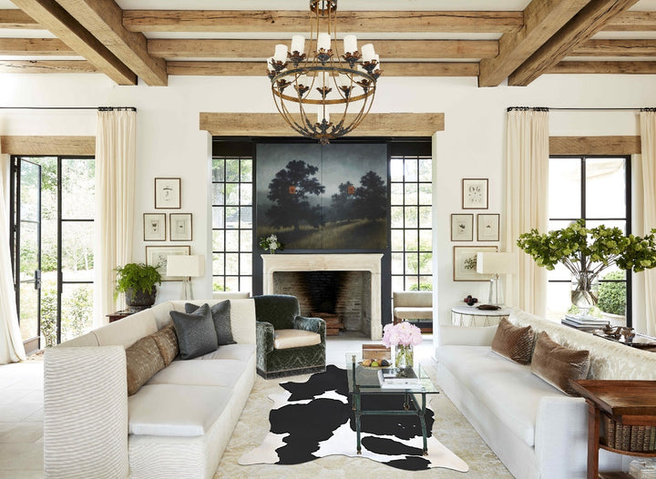 Black and White X-Large Brazilian Cowhide Rug 8'0"H x 6'2"W #B12613 by Hudson Hides