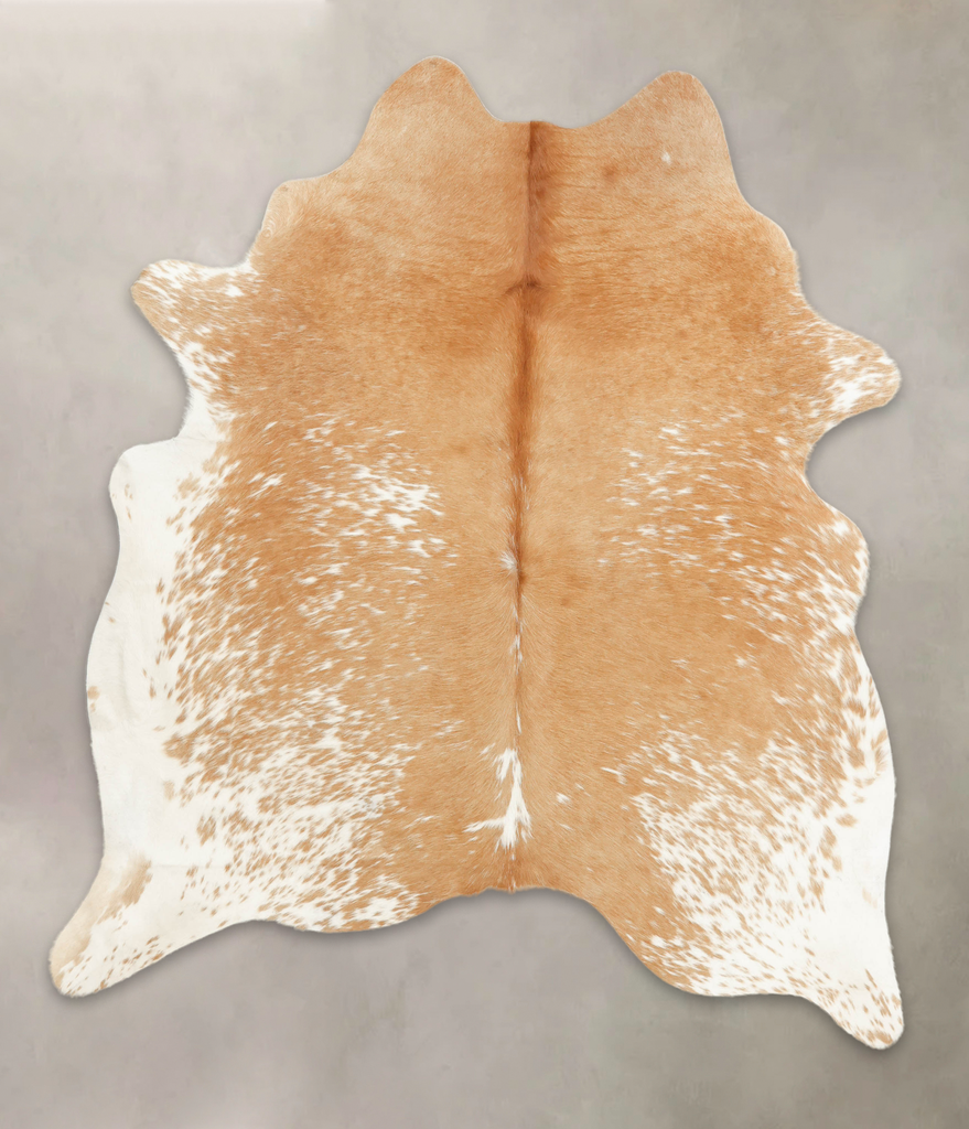 Beige and White X-Large Brazilian Cowhide Rug 7'0"H x 5'10"W #B1264 by Hudson Hides