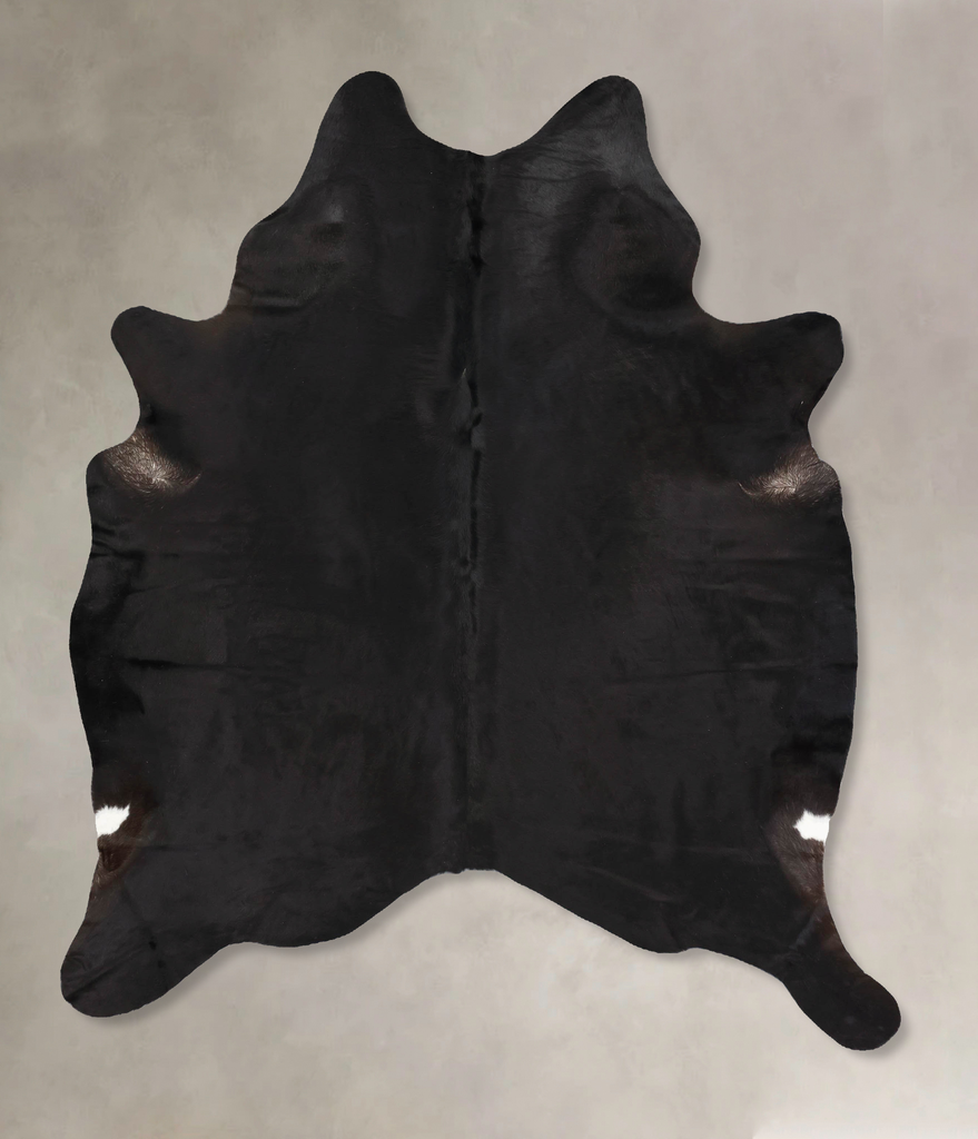 Solid Black X-Large Brazilian Cowhide Rug 7'10"H x 6'0"W #B12645 by Hudson Hides