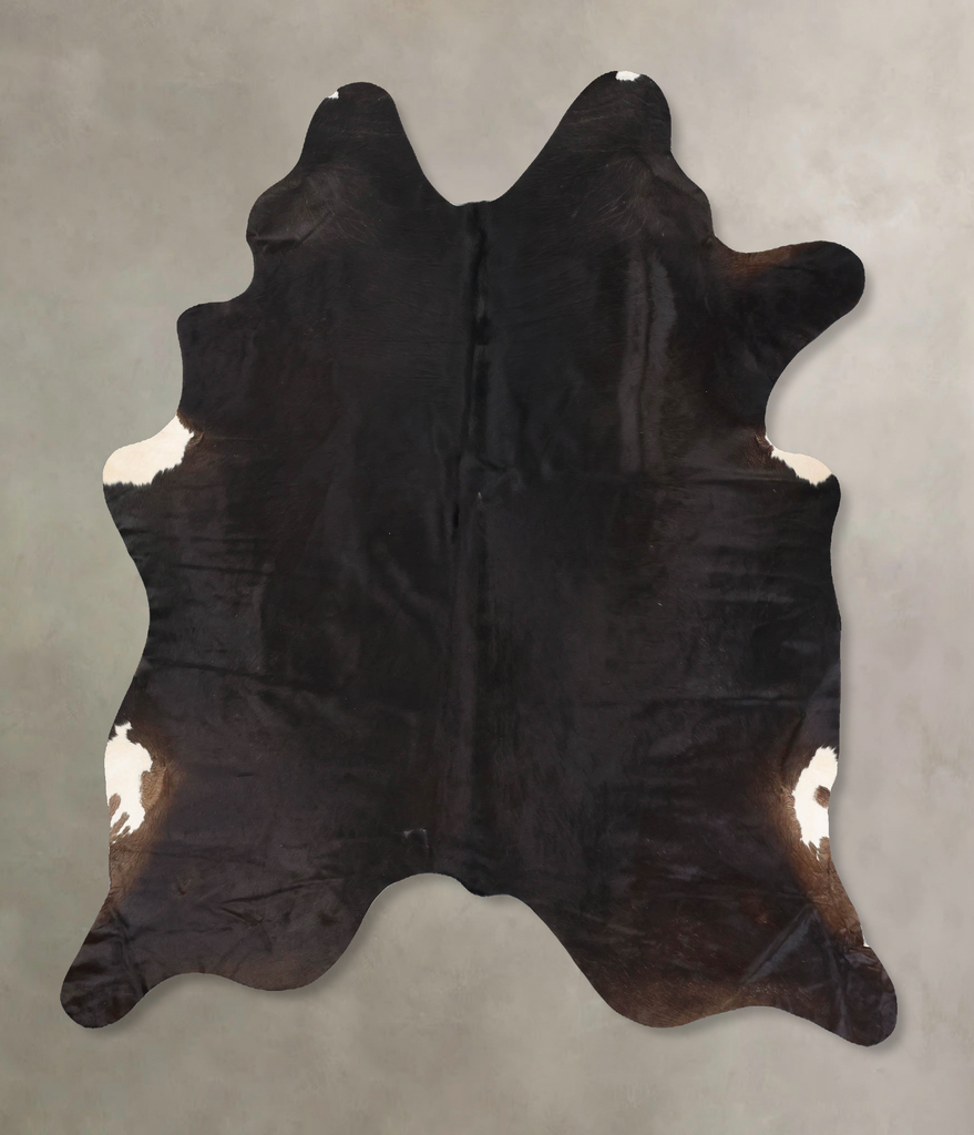 Solid Black X-Large Brazilian Cowhide Rug 7'10"H x 5'11"W #B12646 by Hudson Hides