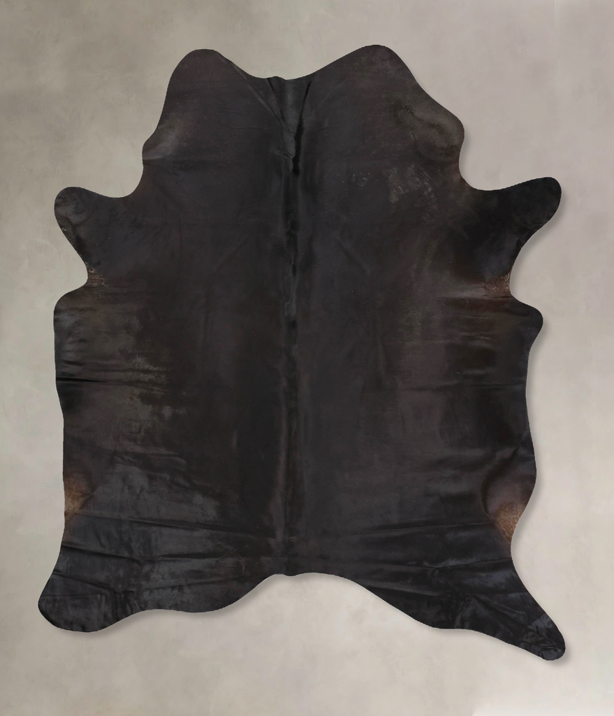 Solid Black X-Large Brazilian Cowhide Rug 7'7"H x 5'8"W #B12647 by Hudson Hides