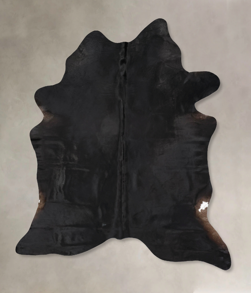 Solid Black X-Large Brazilian Cowhide Rug 8'0"H x 6'1"W #B12650 by Hudson Hides