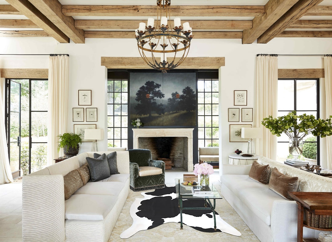 Black and White XX-Large Brazilian Cowhide Rug 8'5"H x 6'9"W #B12655 b