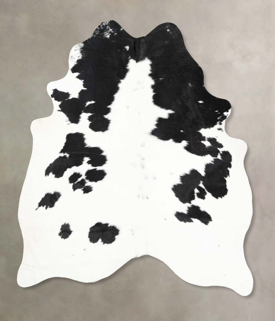 Black and White X-Large Brazilian Cowhide Rug 7'2"H x 5'11"W #B12690 by Hudson Hides