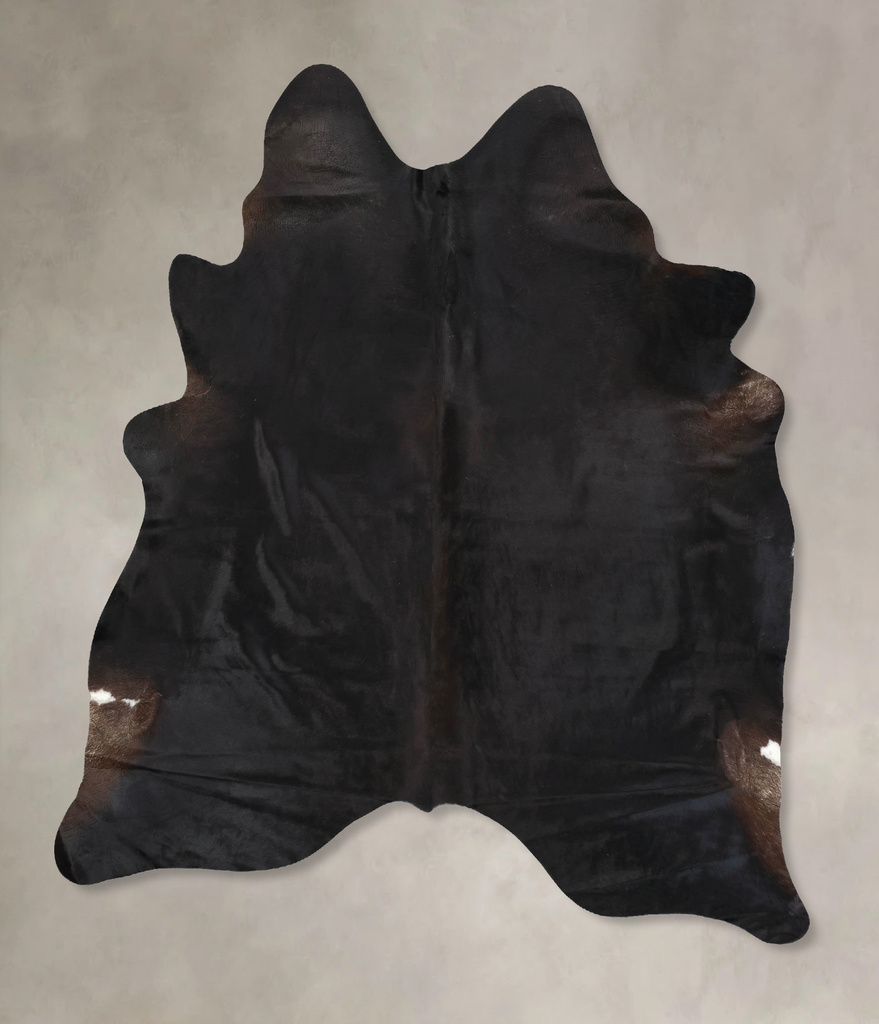 Solid Black X-Large Brazilian Cowhide Rug 7'6"H x 6'2"W #B12693 by Hudson Hides