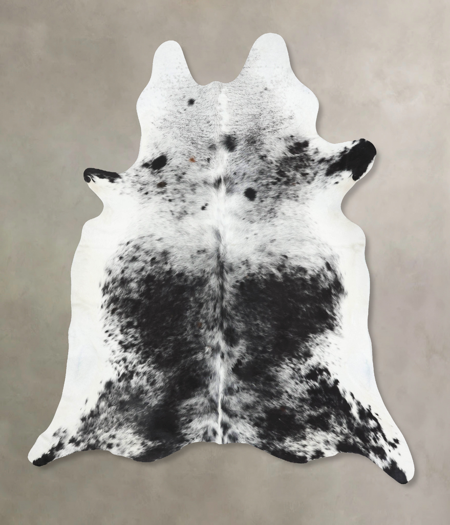 Salt and Pepper Black XX-Large Brazilian Cowhide Rug 8'0"H x 7'0"W #B12699 by Hudson Hides