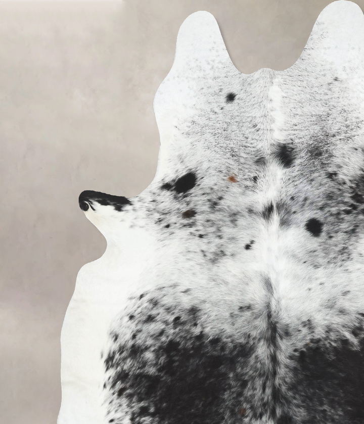 Salt and Pepper Black XX-Large Brazilian Cowhide Rug 8'0"H x 7'0"W #B12699 by Hudson Hides