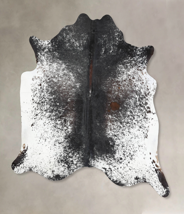Salt and Pepper Black X-Large Brazilian Cowhide Rug 7'4"H x 6'8"W #B12707 by Hudson Hides